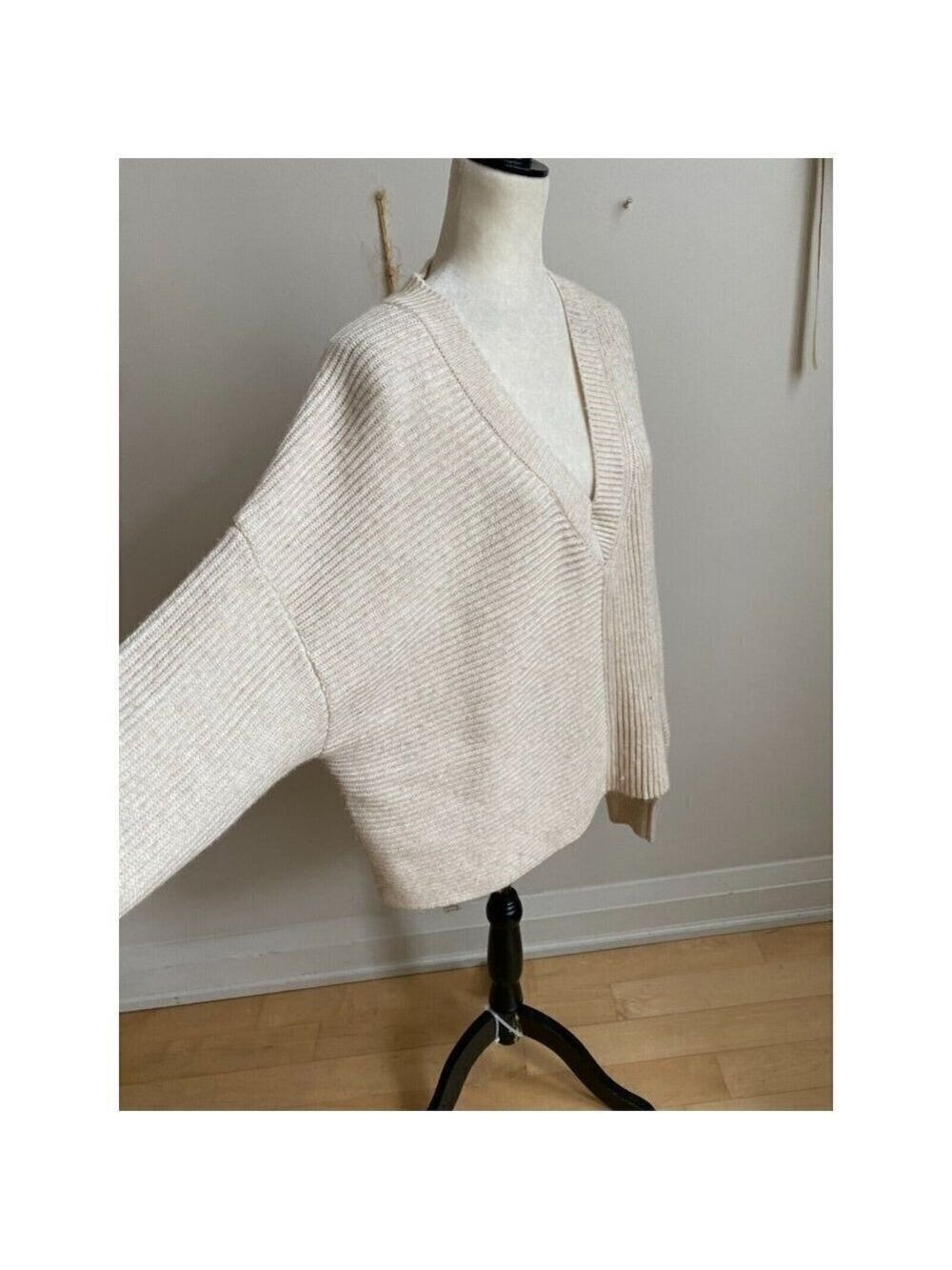 French Connection BNWT "Lana kint" vneck ribbed Sweater women NEW wool